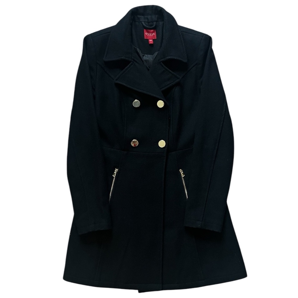 Guess Black Double-Breasted Pea Coat